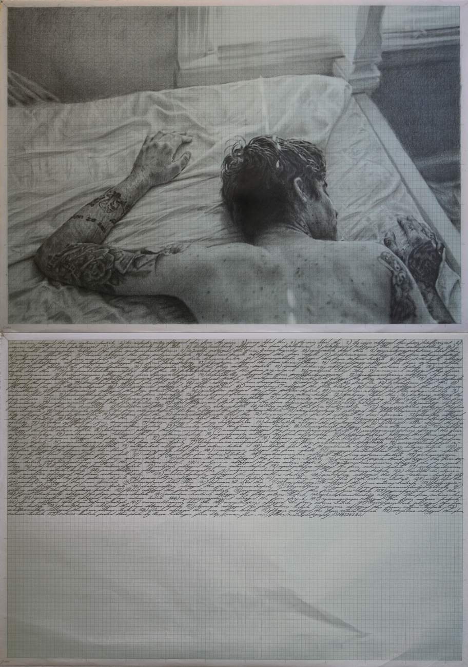 Pierre Fouché. And the walls came tumbling down (satanstesticle posted this). 2012.. Graphite on graph paper. 830 x 595mm.